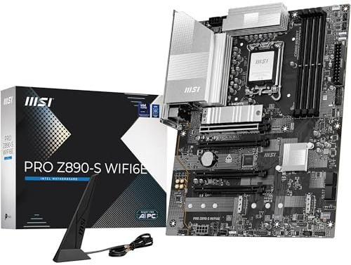 MSI PRO Z890-S WIFI6E Mainboard, ATX – Unterstützt Intel Core Ultra-Prozessoren (Series 2), LGA 1851 – DDR5 Memory Boost (8800+ MT/s OC), PCIe 5.0 x16 & 4.0 x16, M.2 Gen5, Wi-Fi 6E, 2,5G-LAN