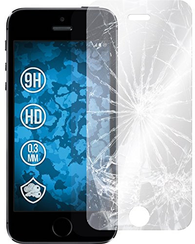 PhoneNatic 1er-Pack Glas-Folie klar kompatibel mit Apple iPhone 5 / 5s / SE - Schutzglas für iPhone 5 / 5s / SE