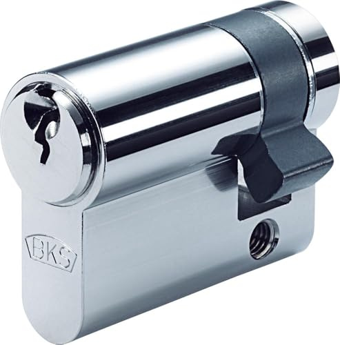 BKS B 8900 0105 hochwertiger, Profil, Schließhalbzylinder, 40 mm, Messing vernickelt matt, mit 3 Schlüssel und Befestigungsschraube, 40
