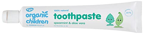 Green People - Bio Kinderzahnpasta Spearmint & Aloe Vera - 100% natürlich für Kinder - Fluorid- & SLS-frei - Mint, 50ml