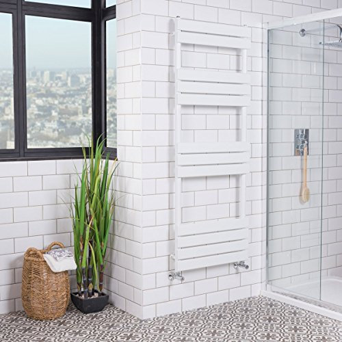 Warmehaus Designer Minimalist Bathroom Flat Panel Heated Towel Rail Radiator Ladder Rad 1600 x 600 mm - White