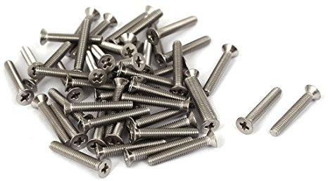 sourcing map M2.5x16mm 316 Edelstahl Flachkopf Kreuzschlitz Maschinenschrauben Befestigungselemente 50 Stk