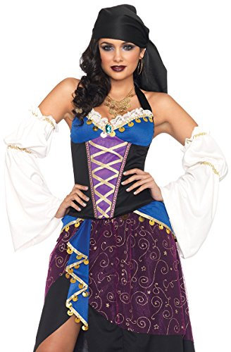 LEG AVENUE 83941 - Tarot Karten Zigeunerin Kostüm Set, Größe L, lila/blau