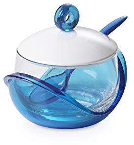 Omada Design Formaggiera, Zuccheriera in Vetro, con Coperchio e Supporto in Plastica, Lavabile in Lavastoviglie, Made in Italy, linea Trendy, Turchese