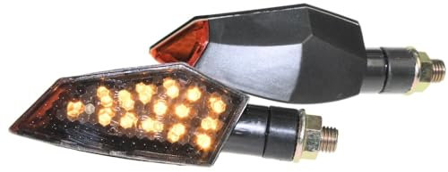 Citomerx Motorrad Mini Blinker LED JU100 schwarz getönt E-geprüft M10 für CPI SM 50 Honda CB 500 600 Italjet Formula Kawasaki KLR KMX 600 650 125 Suzuki DL DR GN GS GSX Yamaha DT XJ XT