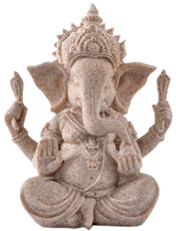 MagiDeal Sandstone Ganesha Buddha Figur Elephant Statue Sculpture Handmade Figurine
