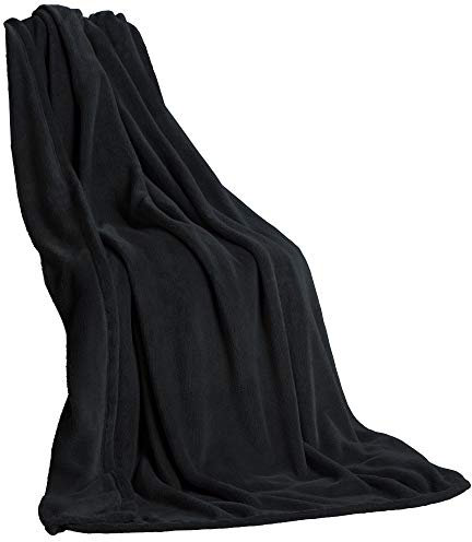 CelinaTex Flauschige Kuscheldecke 150 x 200 cm schwarz Decke Sofa Couch warm Wohndecke weich Mikrofaser Fleece Oeko-TEX Quebec