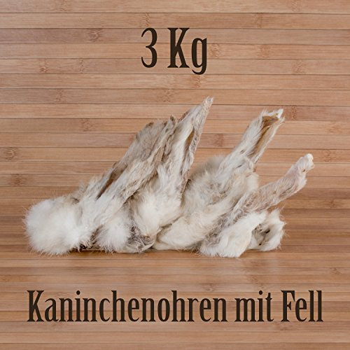 3 Kg ca. 240 Stück Kaninchenohren mit Fell fettarm Barf wie Schweineohren Rinderohren Kausnack Kauartikel