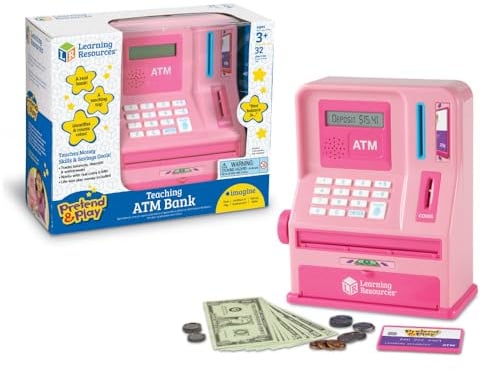 Learning Resources Teaching ATM Bank, Pink, 32 Pieces