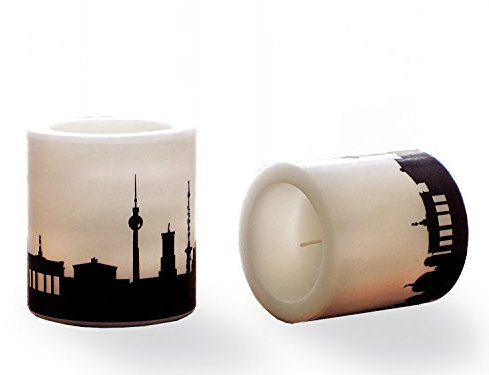 Berlin Skyline Runde Kerzen 2 Stück, Dekokerzen Tischkerzen Ohne Geruch, Lange Brenndauer 20h, Tischdeko