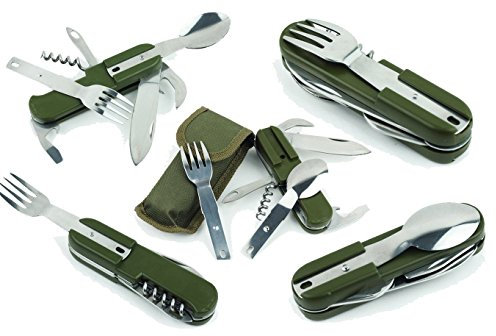 Lapetitecaverne - Couteau Couverts Amovibles Multifonctions Armée Camping Chasse Pêche Rondo Etui