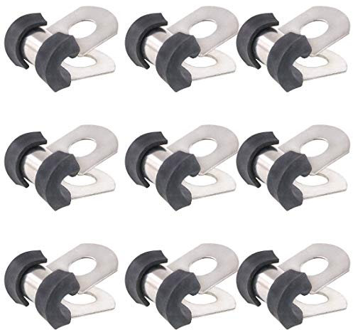 Keadic 20 Stück 4 mm Kabelklemmen, Gummi-Drahtklemmen, Edelstahl, mit Gummi gepolstert, isolierte Klemmen.