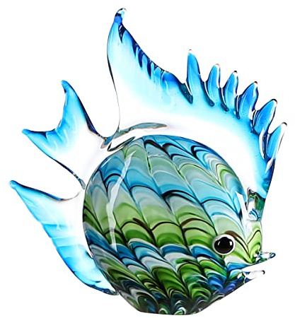 GILDE GLAS art Glasskulptur - Fun Fish - tolles Farbspiel in blau, grün H 30 cm