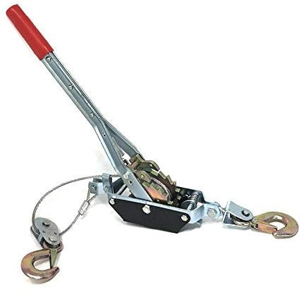 Gloriashoponline Argano paranco verricello manuale a leva 2 ton 2t cavo in acciaio doppio gancio