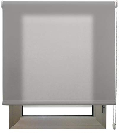 Estor Enrollable Translúcido Gris a Medida 254x180 cm – Luz Natural con Privacidad Día y Noche – Persiana para Ventanas, Puertas, Balconeras, Cocina u Oficina – Instalación en Pared, Techo o Lateral