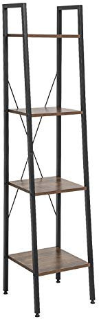 EUGAD Scaffale a Scala Angolare Libreria Scaletta con 4 Ripiani Mobile Organizzatore Portaoggetti Multiuso per Soggiorno Cucina Portafiore Design Industriale Legno scuro