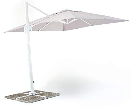 sal mar Ombrellone mod. Verso braccio misura 3x4 mt colore grigio palo alluminio bianco