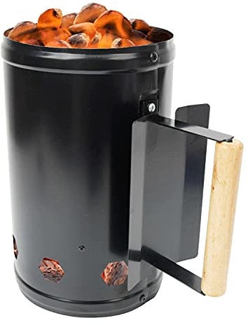 Parkland Barbecue BBQ Charcoal Chimney Starter Grill Quick Start Galvanised Steel Camping Fire Ignition Lighter Coal Fuel Burner Lighting Kit with Wooden Handle