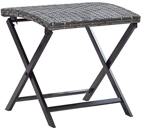 Susany Klapphocker Poly Rattan Grau Klappbar Hocker Gartenhocker Sitzhocker Gartenmöbel Rattanhocker Fußhocker Garten Terrasse 44 x 44 x 40 cm