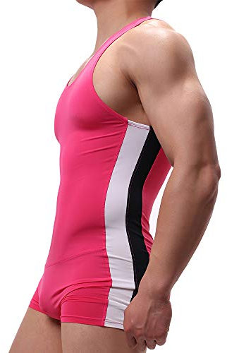 SPNSSTCR Body da uomo per sport, palestra, atletica, tifosi intimi, boxer, wrestling, canottiere, tute, rosa, L