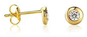 14 Karat 585 Gelbgold Ohrringe Solitär Ohrstecker mit Zirkonia