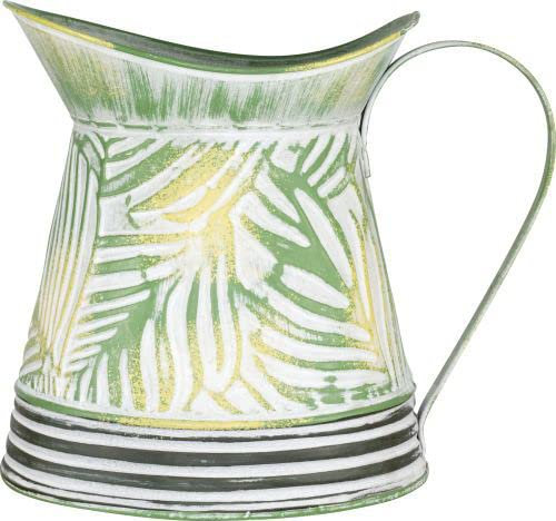 Muddy Hands Tropical Leaf Metal Plant Pot Indoor Home Outdoor Garden Decorative Vintage Flower Planter Cover Holder Bucket (Milk Churn)