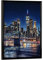 artboxONE Poster mit schwarzem Rahmen 18x13 cm Städte Nacht in New York - Bild ny Brooklyn brücke