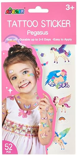Avenir Tattoo Aufkleber Kindertattoo Pegasus 52 Stück Mehrfarbig