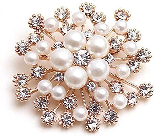 Brosche Perle – Blume rund Kristall Perle Brosche Brosche Schneeflocke Kreis Floral Brosche für Frauen