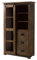 MASSIVMOEBEL24.DE | Railway - Massive Vitrine - braun geölt | Mangoholz | 3 Schubladen - 1 Glas-Schiebetür - 7 Regalfächer | 100x45x175 | Bücherregal Holzvitrine Standvitrine
