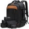 Lekespring Große Rucksack Handgepäck für Herren Damen, 17 Zoll Laptop Rucksack Reiserucksack mit 6 Teilige Kleidertaschen-Packing Cubes für Urlaub Business Arbeit, Schwarz mit PU-Leder