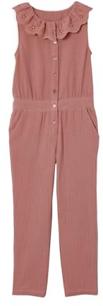 Vertbaudet Mädchen Jumpsuit aus Musselin, bestickter Kragen zartrosa 140