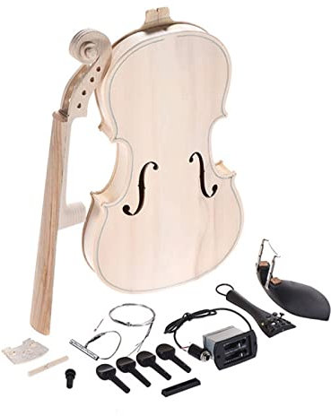 4/4 Unfertiger Leerer Violin-Kit Natürliches Massives Holz Akustisch Mit Eq. Fichte Top Ahorn Back Hals Ebony Student Violine Violinen Bausatz (Color : Ebony Accessories)