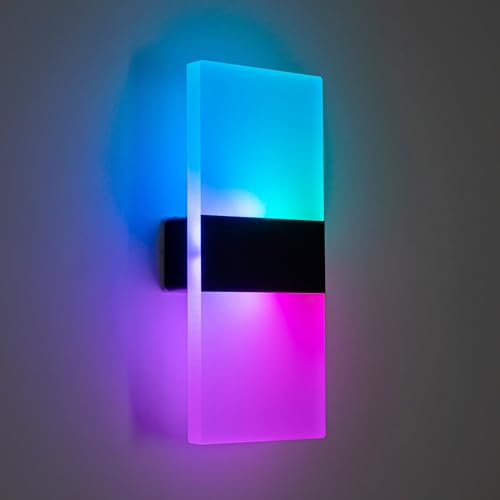 Wandleuchte Innen mit Bewegungsmelder 4000mAh Akku Wandleuchte Ohne Stromanschluss und Kabellose Wandlampe mit Schalter für Treppenbeleuchtung (RGB, 1)