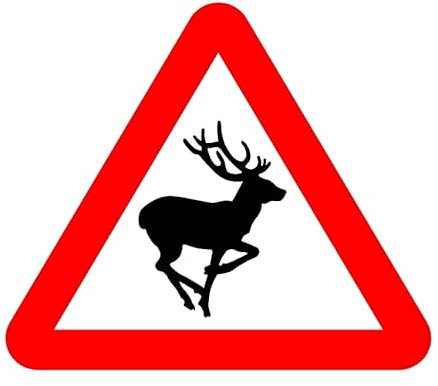 Hinweisschild mit Aufschrift Caution deer road – 1 mm flexibles Kunststoffschild (200 mm x 200 mm)