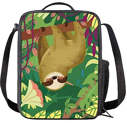 Tomeusey Tropical Sloth Lunch Food Bags, Reusable Insulated Pack Lunch Box Cool Bag for Adults