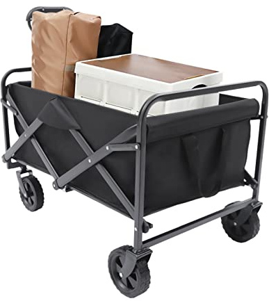 Bollerwagen faltbar Handwagen Transportkarre Gerätewagen,Klappwagen Belastbarkeit bis 80KG,Schwarz