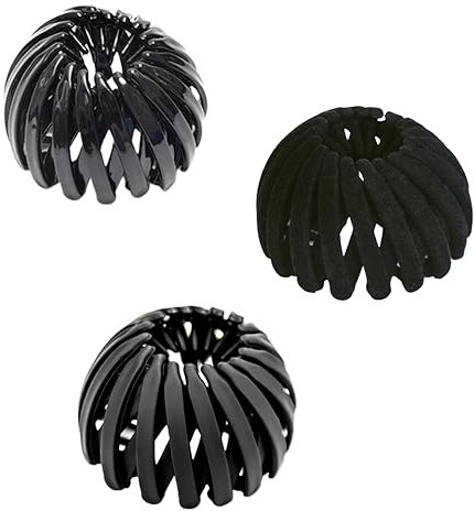 Pamtns Dutt Haarspange 3 Stück Vogelnest Haarspangen Damen Kunststoff Krallen Clips Pferdeschwanz Halter Haarklammern Haarnadel Große Haarclips Haargreifer Haarschmuck Damen Schwarz