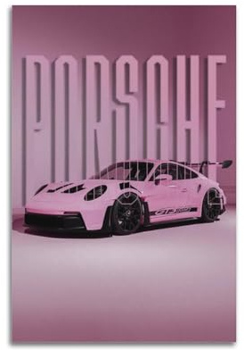 NIZIEE Sportwagen-Poster 911 GT3 RS 992 Pink Racing Super Car Dekorative Malerei Leinwand Poster 40 x 60 cm