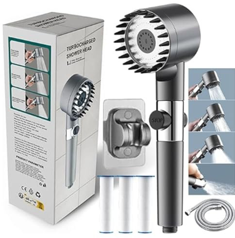 Shower heads with handheld spray combo,High pressure shower heads,Shower head filters,3 Modes Filtered shower head with hose 60'',Bracket,Rubber Washers,Apartment must haves