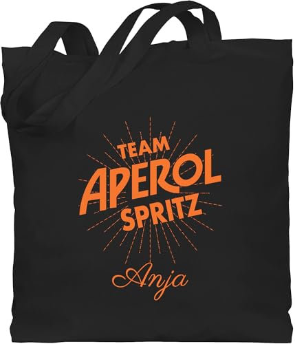 Baumwolltasche - Karneval Accessoire Fasching - Team Aperol Spritz mit Name I Mädelsabend JGA Mallorca Mädelsausflug - Unisize - Schwarz - tasche karnevals personalisierte jutebeutel faschings