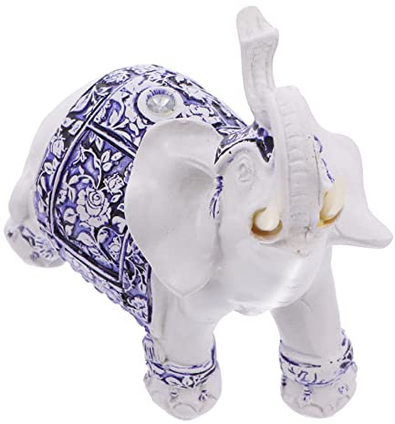 ABOOFAN Hochwertige Blaugemusterte Elefantenfigur Aus Harz Mittlere Kunstvolle Wohnraumdekoration Für Wohnzimmer Büro Oder Sammlungen Feine Handgearbeitete Skulptur Und Geschenkidee