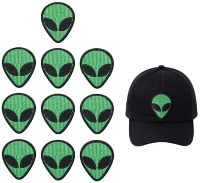 Alien-Aufnäher Zum Aufnähen Oder Aufbügeln, 10 Stück, Cooler Alien-Kopf, Bestickter Aufnäher Für Kleidung, Jeans, Stoffapplikation, Lustige Alien-Aufnäher Für Rucksäcke