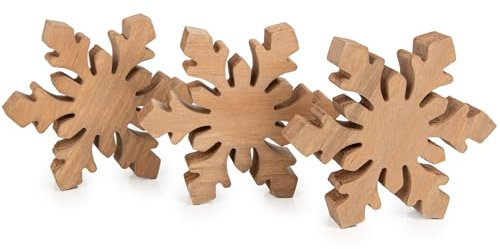 Logbuch-Verlag 3 große Holz Schneeflocken Sterne zum Hinstellen oder Legen als natürliche Weihnachtsdekoration 14 x 14 x 2 cm