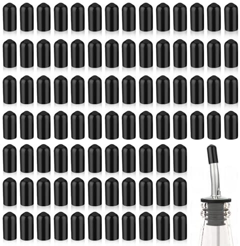 Nogeqi 100 Pcs Pour Spout Covers for Oil Bottle Spout, Liquor Bottle Pour Spout Covers for Pourer Olive Oil Dispenser Spout Dust Covers Rubber Caps (Not Include The Spout)