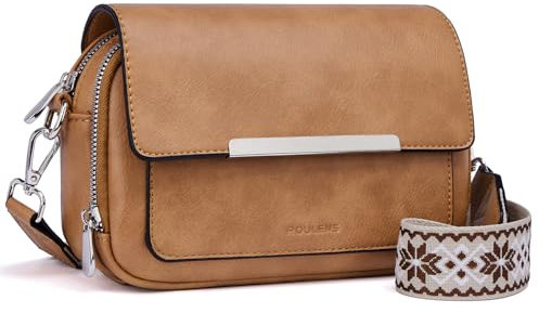 Roulens Damen Handy Umhängetasche, Vegan Leder Crossbody Bag Schultertasche mit Verstellbar Abnehmbar Breiter Gurt