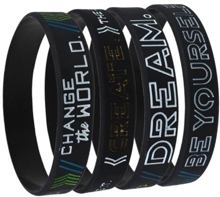 Motivationsarmband aus Silikon, 4 Stück-pack, Elastisch für Teenager Sport