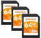 Ediloca Scheda SD da 64GB EF2, 3 Pack,fino a 100MB/s in Lettura, UHS-I, C10, U3, V30, video Full HD e 4K, scheda di memoria, scheda SD per fotocamera, indispensabile per fotografi professionisti