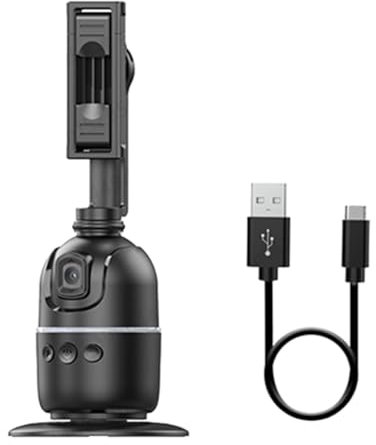 Guihydur Stabilizzatore di Gimbal di Tracciamento AI P03 per Smartphone/Macchina Fotografica, Supporto per Cellulare Desktop, Giimbal Rotazione a 360° Follow Focus