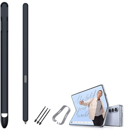 BAILI Stylet de Remplacement Slim S Pen Compatible avec Galaxy Z Fold6 sans Bluetooth, Stylet à 4096 Niveaux de Pression + Emplacement S-Pen, Stylets pour Fold5/Fold4/Fold3-Noir